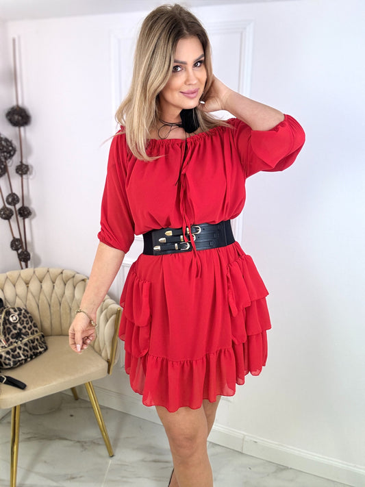 Red Spanish dress (offer without belt) size Uni from 36 to 44