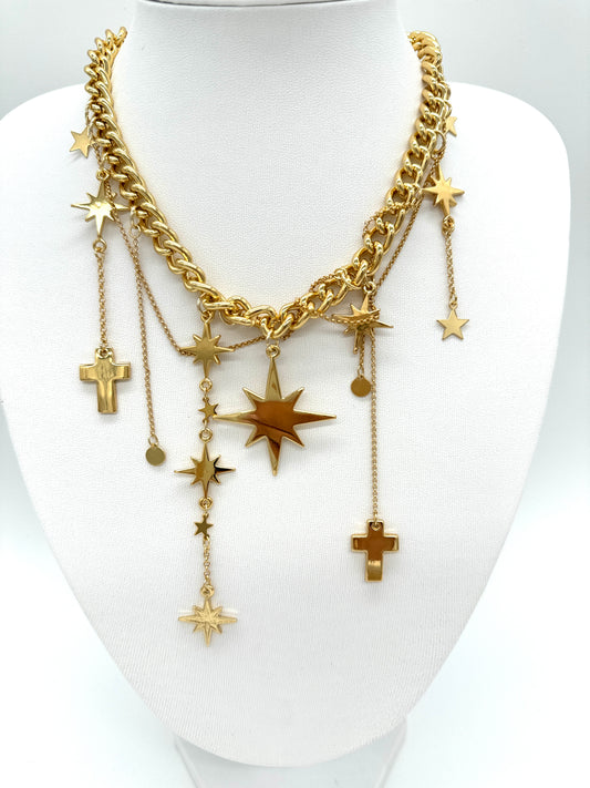 Naszyjnik Colibra wisiorki - stop jubilerski - pozłacany