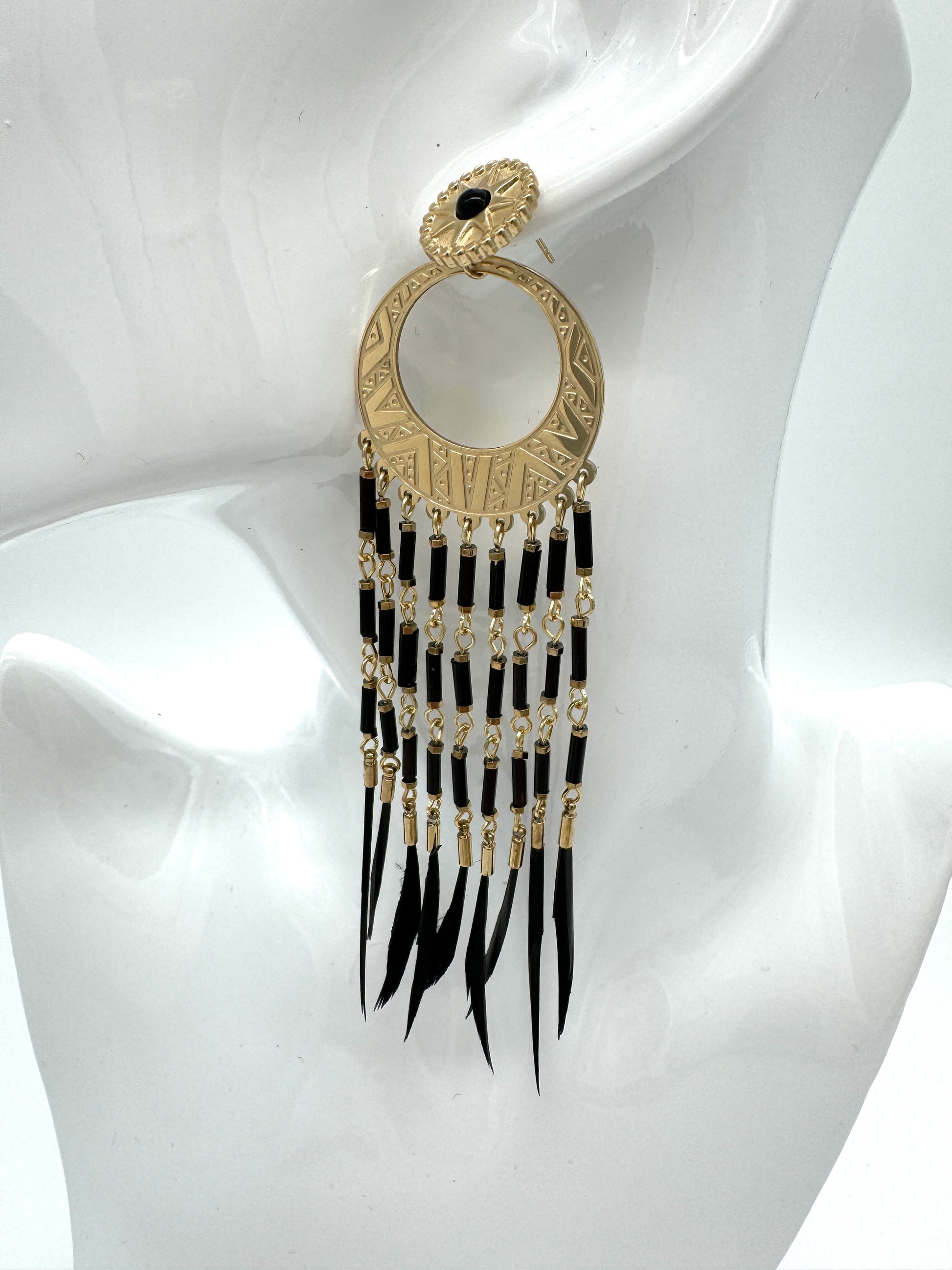 Kolczyki czarne bohoa - stal szlachetna